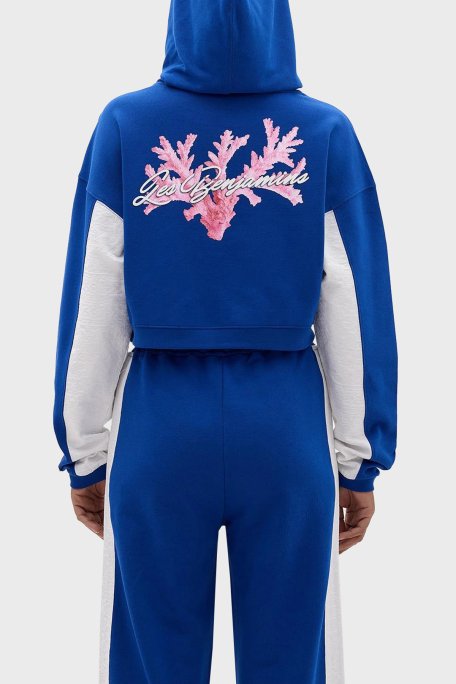 Les Benjamins Relaxed Fit Kapüşonlu Crop Bayan Sweat LB24SSKISFUHD-004 MAVİ - 3
