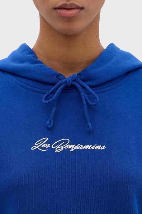 Les Benjamins Relaxed Fit Kapüşonlu Crop Bayan Sweat LB24SSKISFUHD-004 MAVİ - 5