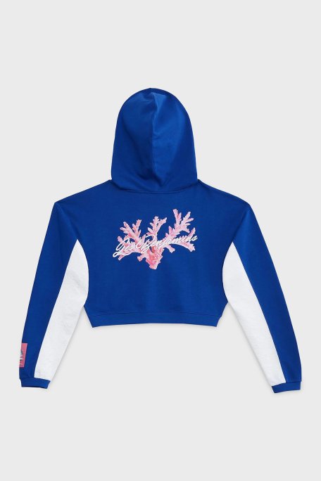 Les Benjamins Relaxed Fit Kapüşonlu Crop Bayan Sweat LB24SSKISFUHD-004 MAVİ - 7