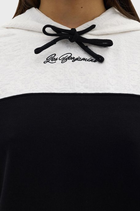 Les Benjamins Relaxed Fit Kapüşonlu Crop Bayan Sweat LB24SSKISFUHD-006 SİYAH - 5