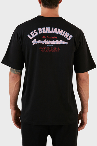 Les Benjamins - Les Benjamins Relaxed Fit Sırt Baskılı Bisiklet Yaka % 100 Pamuk Erkek T Shirt LB22FWGASMUTS-018 SİYAH