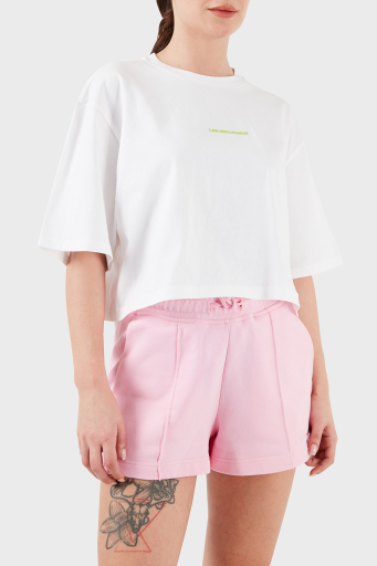 Les Benjamins Sırt Baskılı Bisiklet Yaka Pamuklu Oversize Bayan T Shirt LB24SSKISFUTS-022 BEYAZ - 2