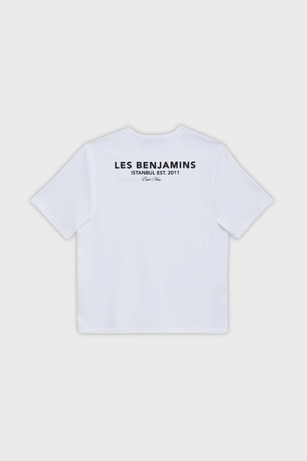 Les Benjamins Sırt Baskılı Bisiklet Yaka Relaxed Fit Erkek T Shirt LB23FWCLAMUTS-409 BEYAZ - 8