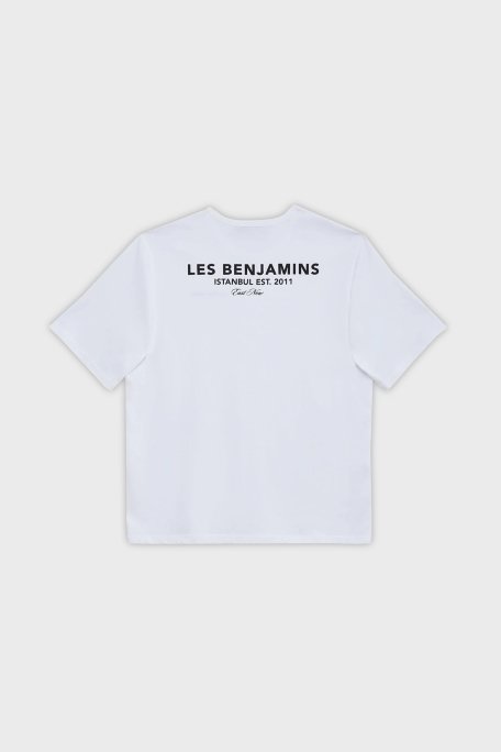 Les Benjamins Sırt Baskılı Bisiklet Yaka Relaxed Fit Erkek T Shirt LB23FWCLAMUTS-409 BEYAZ - 8