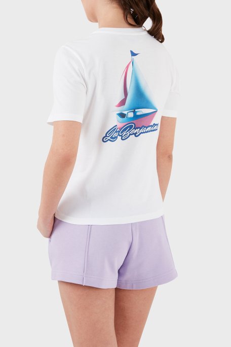 Les Benjamins Sırt Baskılı Pamuklu Bisiklet Yaka Regular Fit Bayan T Shirt LB24SSKISFUTS-024 BEYAZ - 1