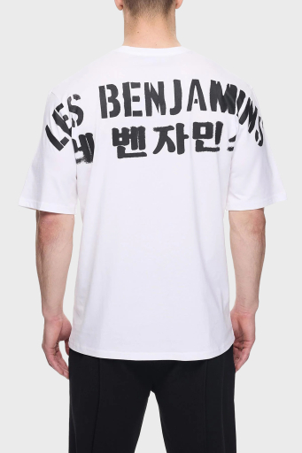 Les Benjamins Sırt Detaylı % 100 Pamuk Oversize Bisiklet Yaka Erkek T Shirt LB25SSUNLMUOT-006 BEYAZ - 10