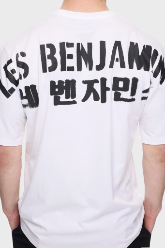 Les Benjamins Sırt Detaylı % 100 Pamuk Oversize Bisiklet Yaka Erkek T Shirt LB25SSUNLMUOT-006 BEYAZ - 12