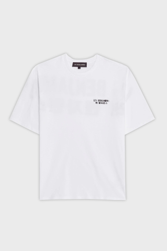 Les Benjamins Sırt Detaylı % 100 Pamuk Oversize Bisiklet Yaka Erkek T Shirt LB25SSUNLMUOT-006 BEYAZ - 13