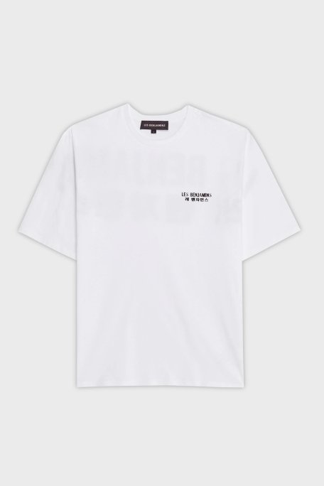 Les Benjamins Sırt Detaylı % 100 Pamuk Oversize Bisiklet Yaka Erkek T Shirt LB25SSUNLMUOT-006 BEYAZ - 6