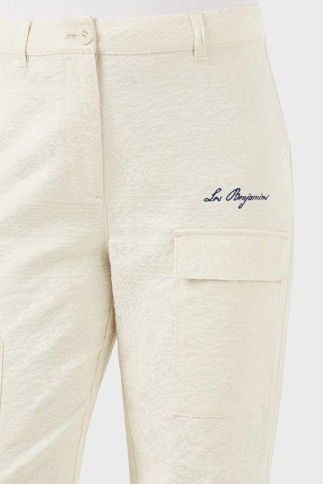Les Benjamins Straight Fit Düz Paça Desenli Cep Detaylı Bayan Pantolon LB25SSUNLFUUP-002 EKRU - 12