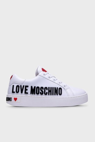 Love Moschino - Love Moschino Logolu Deri Bayan Ayakkabı S JA15113G1CIA0100 BEYAZ