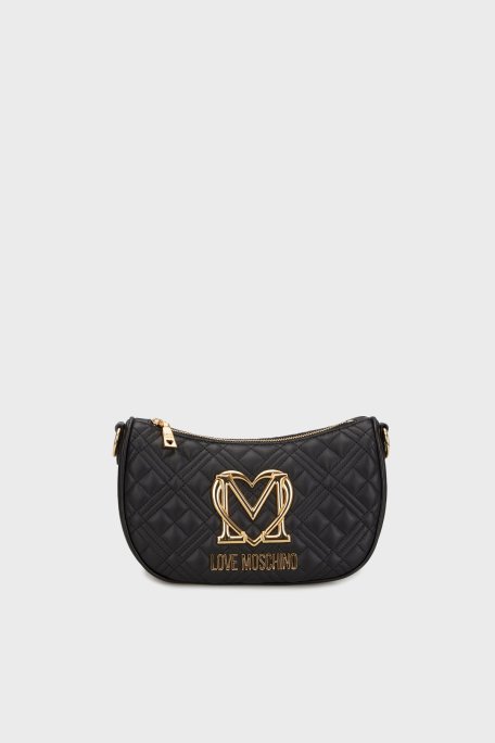 Love Moschino Deri Karışımlı Kapitoneli Çıkarılabilir Askılı Bayan Çanta JC4301PP0MK1200A SİYAH - 1