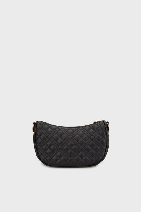 Love Moschino Deri Karışımlı Kapitoneli Çıkarılabilir Askılı Bayan Çanta JC4301PP0MK1200A SİYAH - 2