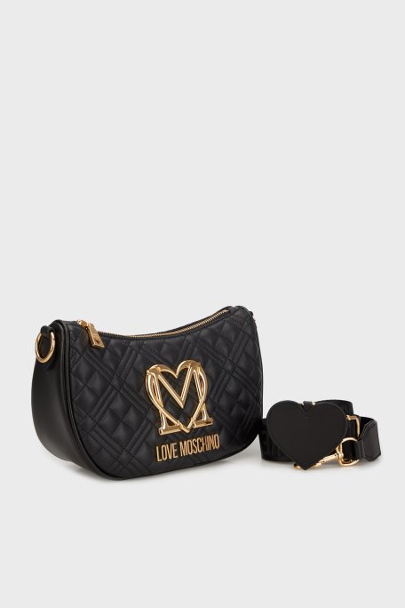 Love Moschino Deri Karışımlı Kapitoneli Çıkarılabilir Askılı Bayan Çanta JC4301PP0MK1200A SİYAH - 3