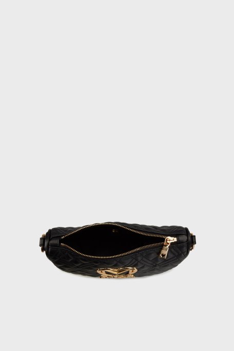 Love Moschino Deri Karışımlı Kapitoneli Çıkarılabilir Askılı Bayan Çanta JC4301PP0MK1200A SİYAH - 4