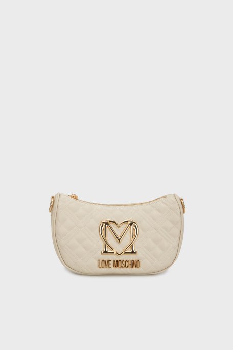 Love Moschino Deri Karışımlı Kapitoneli Çıkarılabilir Askılı Bayan Çanta JC4301PP0MK1211A BEJ - 1