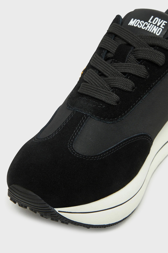 Love Moschino Deri Süet Detaylı Sneaker Bayan Ayakkabı JA15074G1MINA00A SİYAH - 6