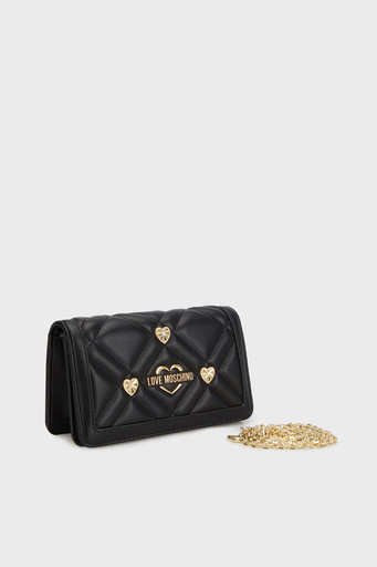 Love Moschino Kapitoneli Çıkarılabilir Zincir Askılı Portföy Bayan Cüzdan JC5653PP1MLI0000 SİYAH - 1