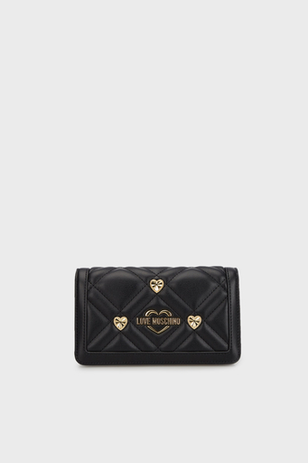 Love Moschino Kapitoneli Çıkarılabilir Zincir Askılı Portföy Bayan Cüzdan JC5653PP1MLI0000 SİYAH - 4