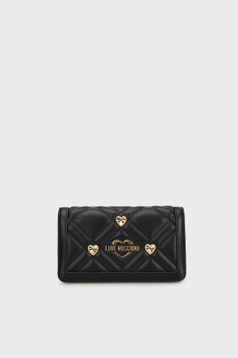 Love Moschino Kapitoneli Çıkarılabilir Zincir Askılı Portföy Bayan Cüzdan JC5653PP1MLI0000 SİYAH - 4