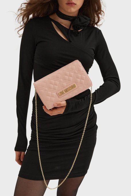 Love Moschino Kapitoneli Logolu Zincir Askılı Bayan Çanta JC4079PP0LLA0601 PUDRA - 7