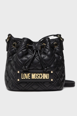 Love Moschino - Love Moschino Logo Detaylı Büzgülü Mini Bayan Çanta JC4015PP1FLA0000 SİYAH