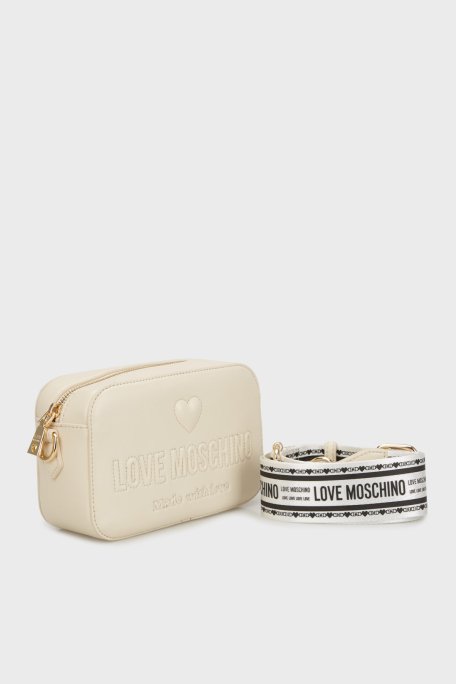 Love Moschino Logolu Çıkarılabilir Askılı Bayan Çanta JC4220PP0MKF0110 BEJ - 3