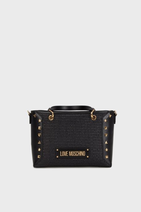 Love Moschino Logolu Çıkarılabilir Askılı Bayan Çanta JC4276PP0MKW100A SİYAH - 4
