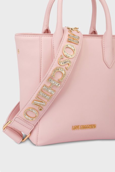 Love Moschino Logolu Çıkarılabilir Askılı Bayan Çanta JC4277PP0MKI0601 PUDRA - 4