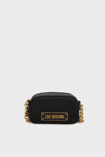 Love Moschino Logolu Çıkarılabilir Askılı Fermuarlı Bayan Çanta JC4360PP0LK1100A SİYAH - 5