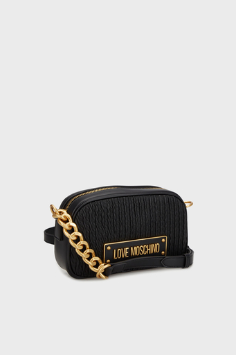 Love Moschino Logolu Çıkarılabilir Askılı Fermuarlı Bayan Çanta JC4360PP0LK1100A SİYAH - 8