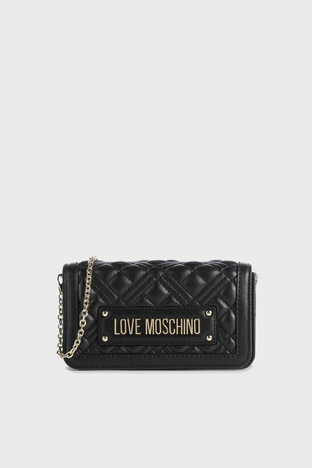 Love Moschino - Love Moschino Logolu Çıkarılabilir Zincir Askılı Mini Bayan Çanta JC5681PP1GLA0000 SİYAH