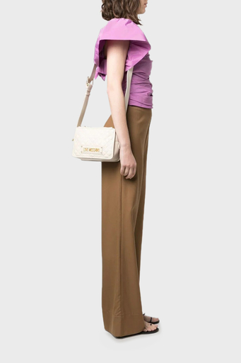 Love Moschino Logolu Fermuarlı Kapitone Bayan Çanta JC4254PP0GLA0103 BEJ - 2