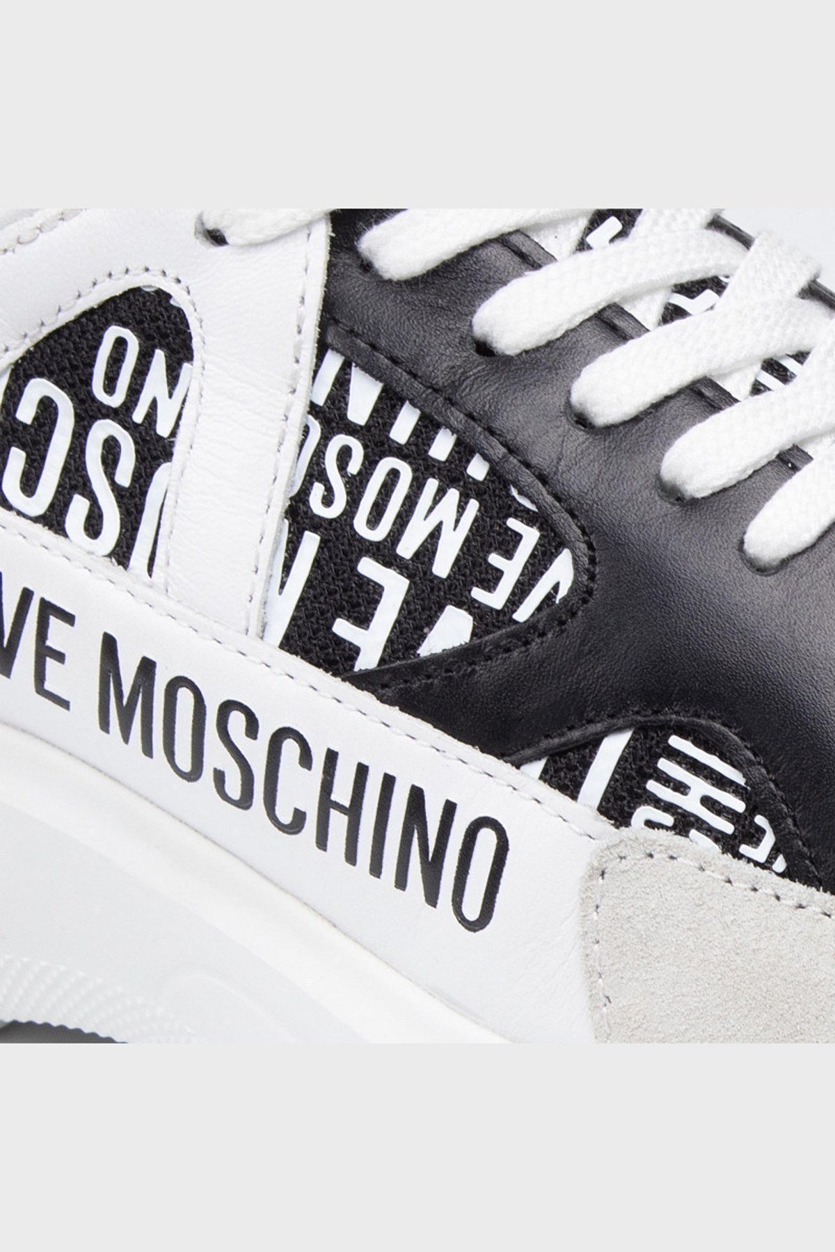 Love Moschino Logolu Hakiki Deri Sneaker Bayan Ayakkabı S JA15306G1DIQ200A SİYAH-BEYAZ