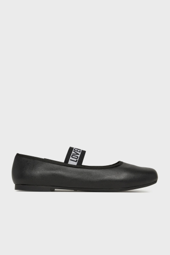 Love Moschino Logolu Hakiki Deri Tek Bantlı Babet Bayan Ayakkabı JA11071G0MIE0000 SİYAH - 1