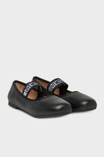 Love Moschino Logolu Hakiki Deri Tek Bantlı Babet Bayan Ayakkabı JA11071G0MIE0000 SİYAH - 2