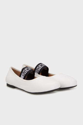 Love Moschino Logolu Hakiki Deri Tek Bantlı Babet Bayan Ayakkabı JA11071G0MIE0100 BEYAZ - 2