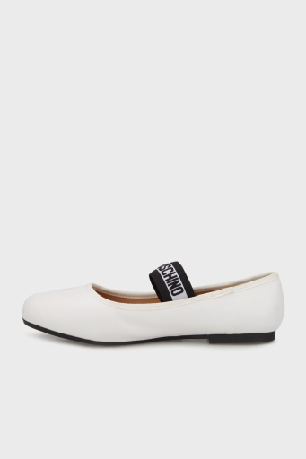 Love Moschino Logolu Hakiki Deri Tek Bantlı Babet Bayan Ayakkabı JA11071G0MIE0100 BEYAZ - 3