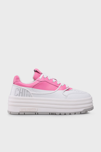 Love Moschino Logolu Kalın Tabanlı Deri Sneaker Bayan Ayakkabı JA15436G1GIAP10A Beyaz-Fuşya - 1