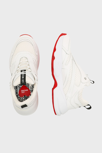 Love Moschino Logolu Kalın Tabanlı Hakiki Deri Sneaker Bayan Ayakkabı JA15025G1GIQ310A BEYAZ-BEJ - 3