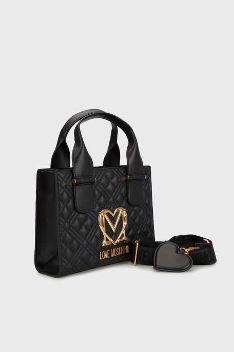 Love Moschino Logolu Kapitone Dokulu Çıkarılabilir Askılı Bayan Çanta JC4303PP0MK1200A SİYAH - 1