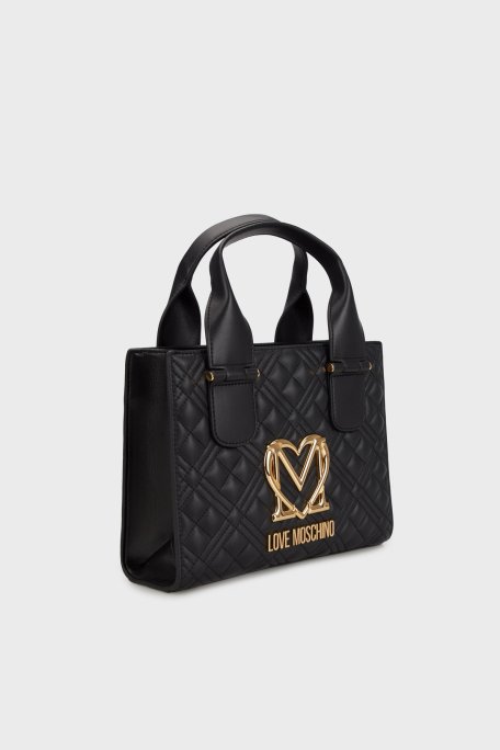 Love Moschino Logolu Kapitone Dokulu Çıkarılabilir Askılı Bayan Çanta JC4303PP0MK1200A SİYAH - 5