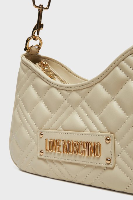 Love Moschino Logolu Kapitoneli Çift Askılı Bayan Çanta JC4152PP1MLA0110 KREM - 3