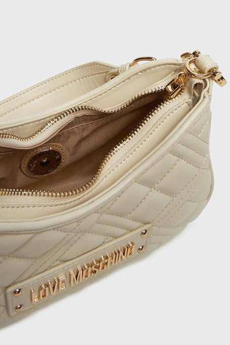Love Moschino Logolu Kapitoneli Çift Askılı Bayan Çanta JC4152PP1MLA0110 KREM - 4