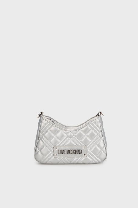 Love Moschino Logolu Kapitoneli Çıkarılabilir Omuz Askılı Bayan Çanta JC4152PP1MLA196B GÜMÜŞ - 4