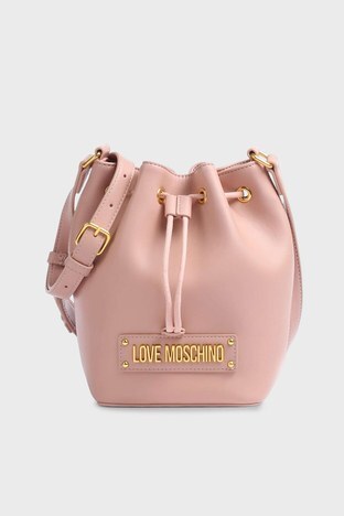 Love Moschino - Love Moschino Logolu Suni Kürk Aksesuarlı Bayan Çanta JC4308PP0DKN0600 PUDRA (1)