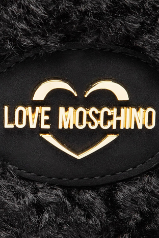 Love Moschino - Love Moschino Logolu Suni Kürk Detaylı Çıkarılabilir Askılı Bayan Çanta JC4385PP0FKN100A SİYAH (1)