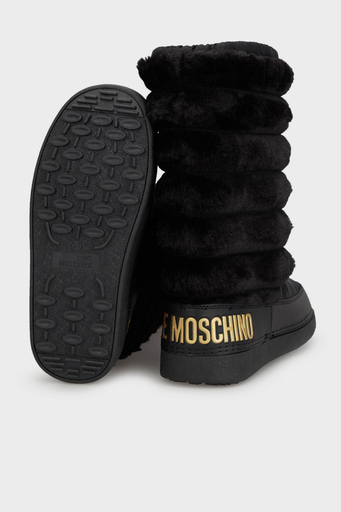 Love Moschino Logolu Yumuşak Dokulu Kapitone Detaylı Bayan Kar Botu JA24312G0LISH000 SİYAH - 4