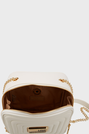 Love Moschino Logolu Zincir Askılı Fermuarlı Bayan Çanta JC4334PP0GK2010A BEYAZ - 4