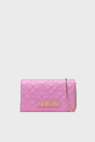 Love Moschino - Love Moschino Logolu Zincir Askılı Kapitone Bayan Çanta JC4079PP0FLA0651 PEMBE